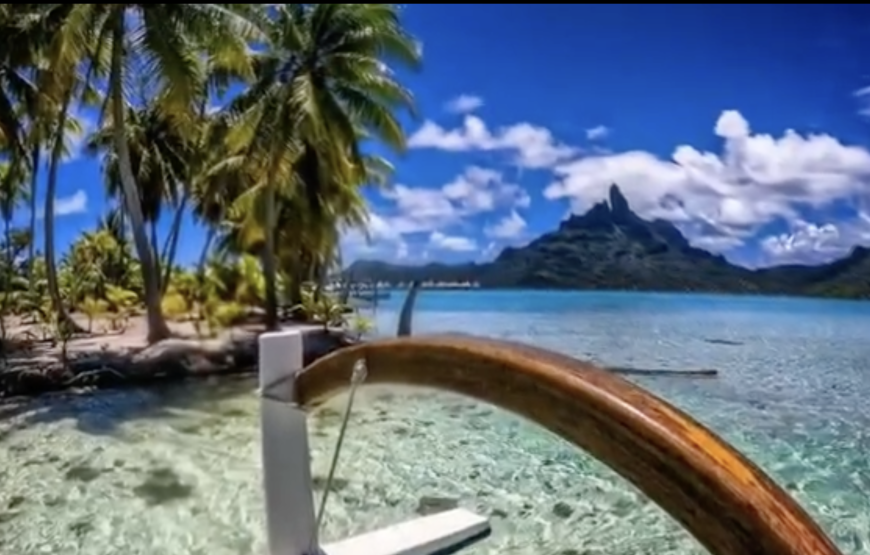 Camping sur motu à Bora Bora